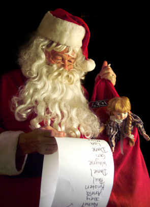 Santa looking at list