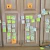 Sticky notes on cabinet doors