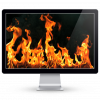 Computer showing fire on the screen