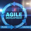 Arrows surrounded by the words Agile Development 